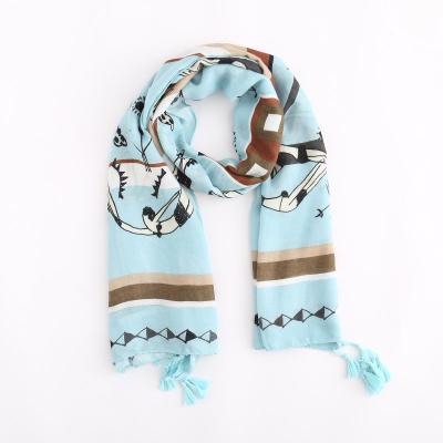 China Dress.scarf 2020 Fashion Polyester Printed Custom Design Scarf Women Hijab With Tassels for sale