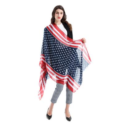 China 2020 Polyester Large Long Ladies Scarves Stylish National Flag Printed Tank Top Scarf for sale