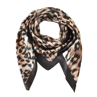 China 2021 Fashion Spring Summer Square Satin Scarf Leopard Silk Pattern Thin Scarf 90*90 for sale