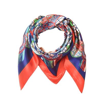 China Fashion Square Women's Scarf 90*90 Silk Decorative Square Spring Autumn Thin Satin Scarf for sale