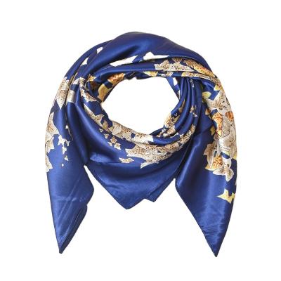 China Fashion Large Square Scarf 90*90 Square Sun Protection Cape Thin Silk Satin Scarf for sale