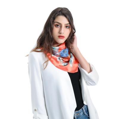 China Polyester Women Printed Square Satin Scarves Ladies 100% Pure Silk Custom Silk Scarf for sale