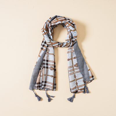 China Spring Acrylic Stylish Design Soft Comfortable Cotton And Canvas Shawl Classic Plaid Design Pattern Wrap Scarf for sale