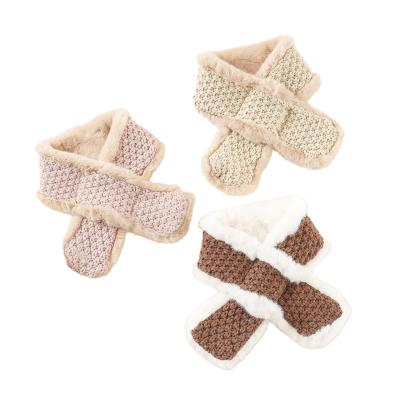 China Winter Skinny Plaid Short Thick Ties Narrow Ring Scarf Fashion Children Warm Knitted Neck Collar Wraps Scarf for sale