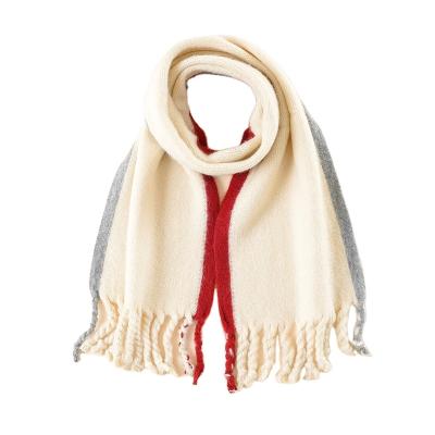 China Soft elegant long winter plain weave children's shawl solid color classic design thick long scarf with tassels for sale