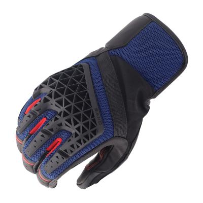 China High Red Sand 4 Mesh Riding Textile Motorcycle Adventure Full Finger Riding Ventilated Gloves Leather Motorcycle Racing Gloves for sale