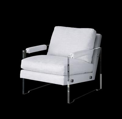 China Sunwe Single Manual Lazy Sofa Chair Motion Massage Lazy Sofa Chair Reclining Silver Fabric Stainless Steel Leg Recliner Sofa for sale