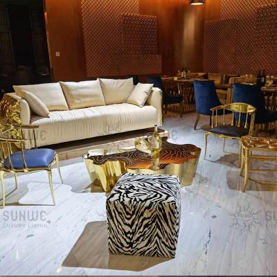 China 2022 Latest Popular Modern Leather Fabrics Modular Sofa Set Furniture Sofa Gold Metal Base Sofas for sale