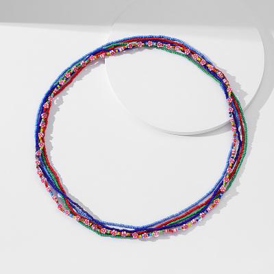 China Fashion Handmade African Waist Beads Bracelet Belly Chain Body Jewelry Bohemian Style Elastic Colorful Rice Bead Waist Chain Women for sale