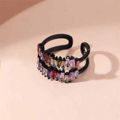 China Durable Wholesale Shaped Beaded Ring Opening Adjustable Rings Set With Colored Stones for sale