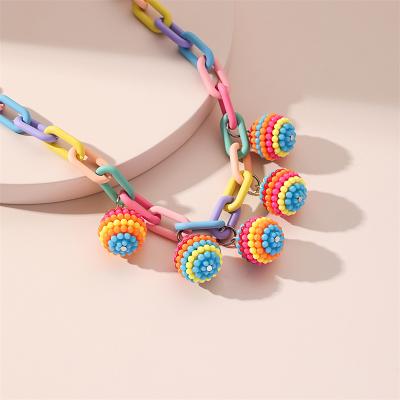 China Hip Hop Durable Chain Colorful Candy Fashion Necklace Dangle High Quality Acrylic Necklaces 1 Piece Geometric Trendy Goods for sale