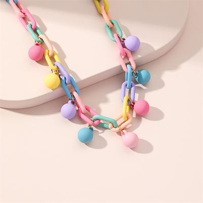 China Durable Hot Selling Handmade Candy Rope Chain Color Ball Colorful Pendant Necklace for sale