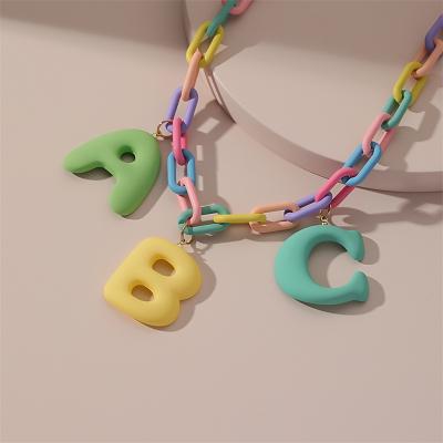 China New Durable Fashion Jewelry Candy Color Letter Pendant For Necklace Ladies Handmade Necklace for sale