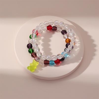 China Factory Supply Durable Stacked Bead Bracelet Crystal Clear Colorful Sets Handmade Healing Chakra Bracelet Crystal Beads For Women for sale