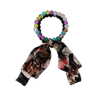 China Factory direct sales natural crystal glass beads bracelets durable wholesale silk bow black beads bracelet for sale