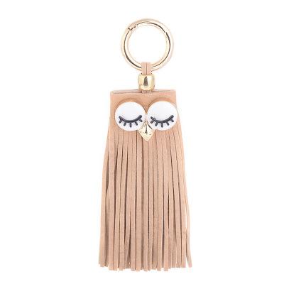 China Fashion Unique Custom Leather Popular Owl Tassel Car Keychain Tassel Key Chain Design for sale