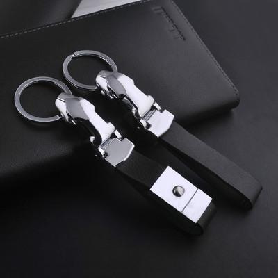 China Popular High End Leopard Leather Knotted Key Chain Men's Leather Pendant Key Chain for sale