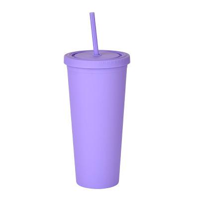 China Sustainable Tumbler Cups 22oz Bulk Lean Water Bottle With Acrylic Plastic Coffee T Wall Reusable Straw And Lid Double Water Tumblers for sale