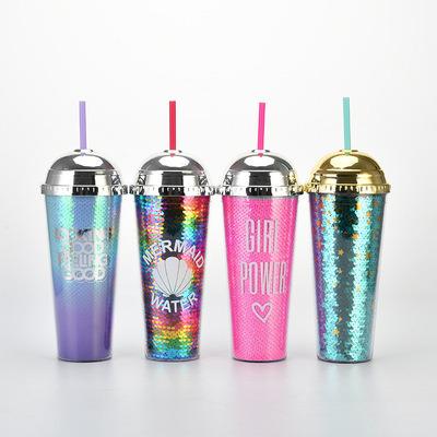 China 24oz Durable Glitter Bulk Mug Tumbler Cups Reusable Water Bottle Plastic Acrylic Coffee Cup Tumblers With Lid And Straw for sale