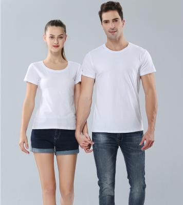 China White Round T Shirts Sublimation Collar 100%cotton Custom Logo Crop Tops Simple Trinting Heat Transfer T Shirts For Women Men Kids for sale