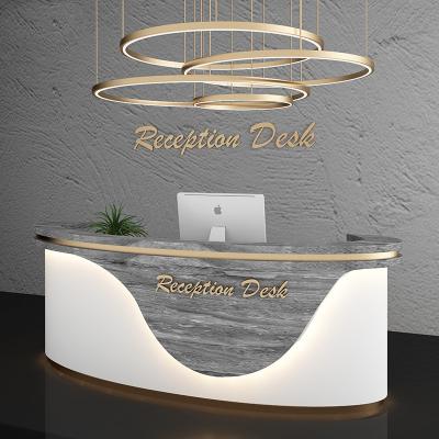 China Super Useful Modern Design Led Light Beauty Salon Furniture Reception Desk for sale