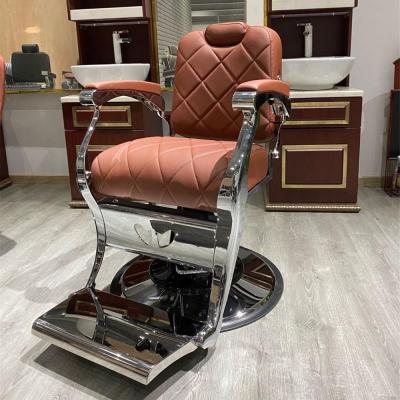 China Classic Barber Chair Silla De Vintage Barbero Equipment Room Gold Modern Style New for sale