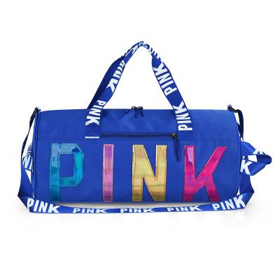 China Designer Mens Pink Logo Duffle Bags Travel Women Luggage Eco-friendly Sac De Voyage Weekender 2021 Summer Sports Girls Zipper Travel Bags for sale