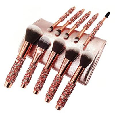 China Angular Blush Glitter Grip Diamond Makeup Brush Set Free Samples Teens Low MOQ Crystal Make Up Brush Set for sale