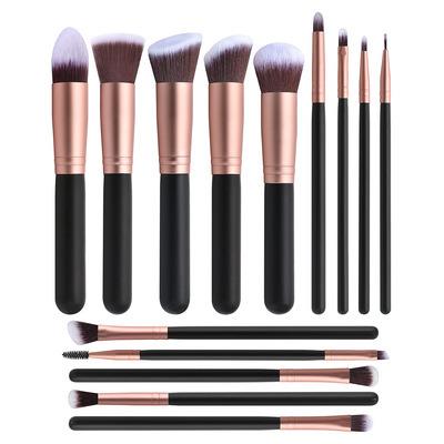 China Angular Blush Best Selling Makeup Brush Kit Unique Synthetic 14 Pcs Portable Cosmetic Black Color Set Brushes for sale