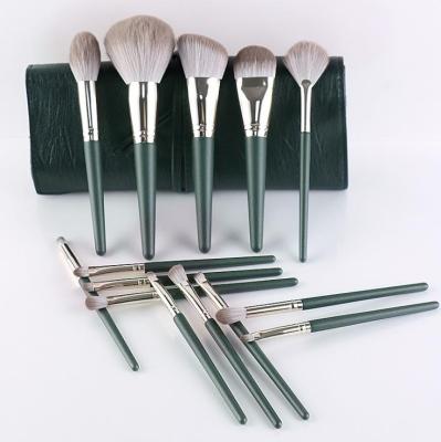 China Angular Blush Hot Sale Girls Gift Synthetic Hair Makeup Brushes 14 Pieces Professional Gold Matte Makeup Brush Set for sale