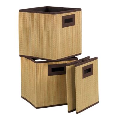 China Sustainable Wholesale Woven Decorative Folding Storage High Capacity With Handle Vertical Portable Stackable Collapsible Box for sale