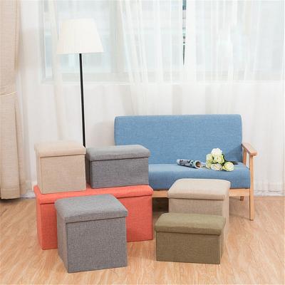 China Customized Colorful Eco-friendly Fashionable Foldable Indoor Foldable Fabric Ottoman Storage Stool for sale