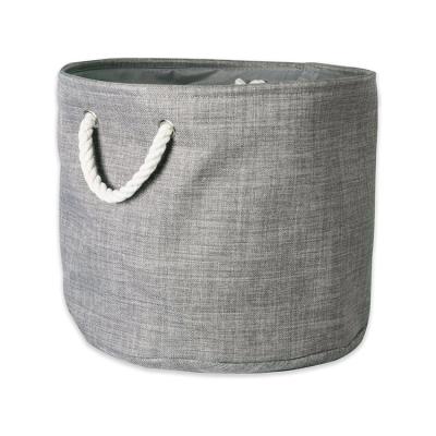 China Large Modern Canvas Fabric Round Storage Baskets Collapsible Folding Storage Basket for sale