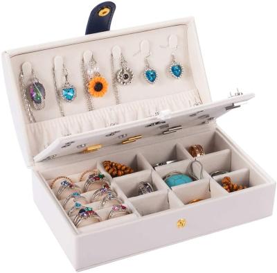 China Morden Travel Jewelry Box Double Layer Portable Jewelry Case Organizer Storage for Earrings Rings Necklace Gift for Women Girls for sale