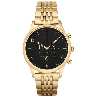 China Top Full Calendar Brand Chronograph Feature All Stainless Steel Male Gender PVD Plated Gold Watch for sale