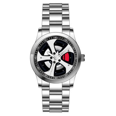 China Water Resistant Top Quality Hot Selling Stainless Steel Beams Steering Wheel Car Sport Metal Watches Men for sale