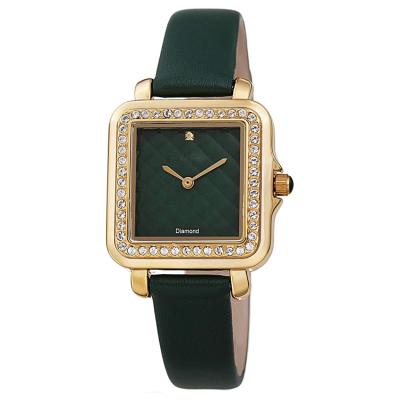 China Water Resistant Crystal Bezel 24k Gold Plating Luxury Ladies Dress Elegant Female Quartz Square Watch for sale