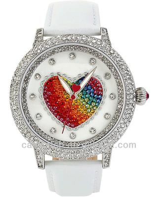 China Fashion Water Resistant Colorful Dial Watch Heart Shaped Diamond Watch For Lady for sale