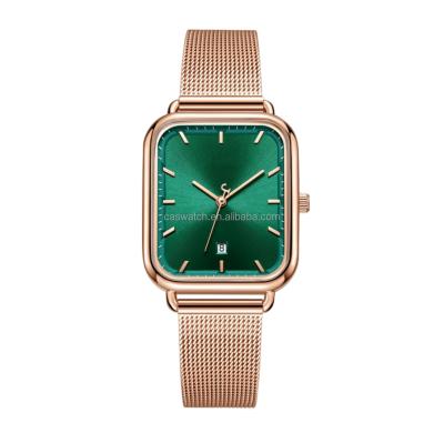 China Custom 2021 Water Resistant Fancy Logo Lady Watch Set Minimalist Malachite Green Face Movement Quartz Women Watch for sale