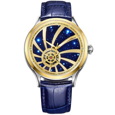 China Luxury Gold Plated Brand Luxury Gold Plated Your Logo Skeleton Rudder High Quality Men's Automatic Watch for sale