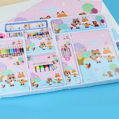 China Hot Sale Promotion 2022 Fashionable Office Stationery New Cute Mini School Stationery Bestselling Spiral Notebooks With HB Pencil Gift Set For Kids for sale