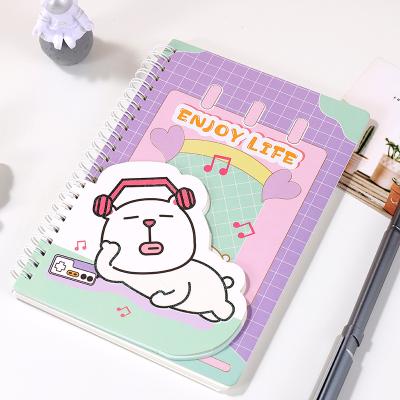 China Cheap Eco-friendly Paper Smart Cartoon Recycled Planner Journal Notebook With Coil Binding Reel Notebook for sale