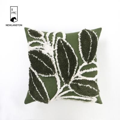 China Fresh Natural Green Pillow Pattern Leaf Anti-pull Small Pillow Case Elastic Cushion Cover Simple Home Decoration Throw Pillow Case for sale