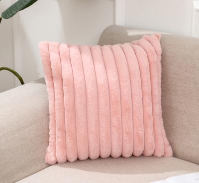 China 16X16 Faux Fur Anti-Static Plush Decorative Pillow Case Fuzzy Striped Soft Cushion Covers Sofa Couch Bedroom for sale