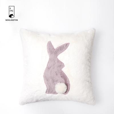 China Patchwork Embroidery Artificial Fur Sublimation Tile Crate Folded White Polyester Rabbit Cushion Covers For Patio for sale