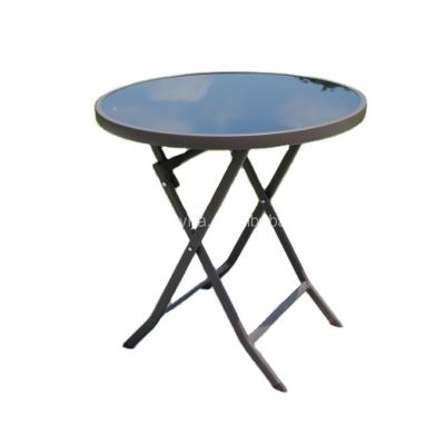 China Portable Hot Selling Outdoor Table Garden Furniture Folding Round Table With Patio Umbrella Hole for sale