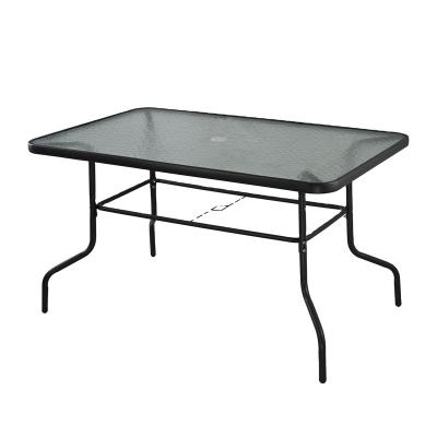 China Portable high quality outdoor camping garden leisure steel frame tempered glass table for sale