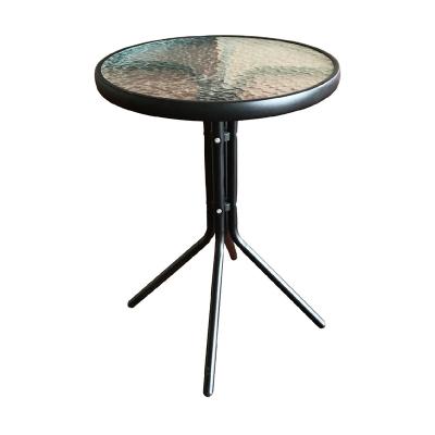 China Portable Hot Selling Dining Table Sets Portable Steel Tempered Glass Round Table for sale