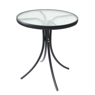 China Outdoor Portable Round Table Steel Frame Tempered Glass Round Table for sale