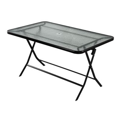 China Portable Camping Garden Outdoor Leisure Tempered Glass Rectangle Folding Table for sale